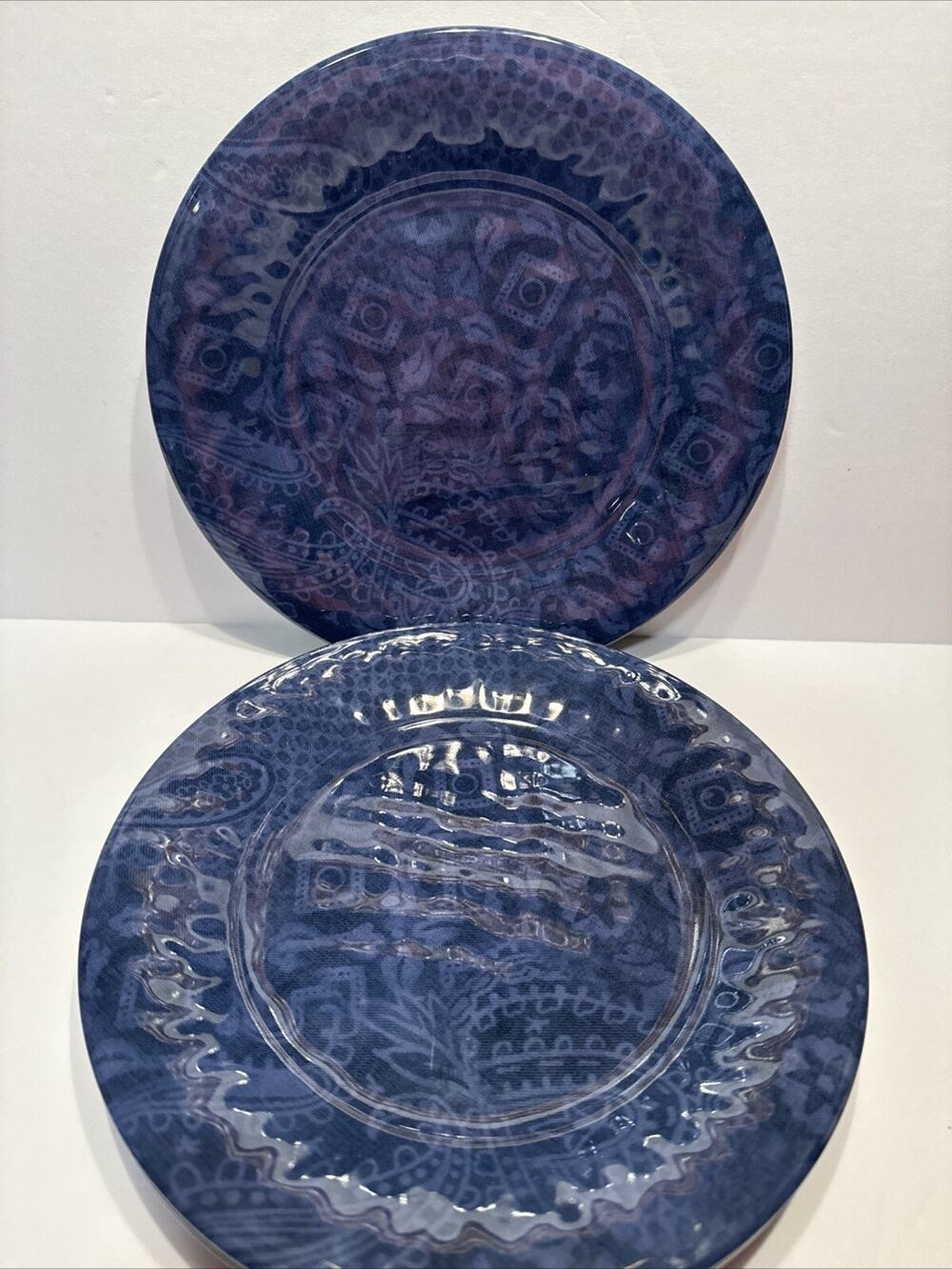 Set of 4 Southern Living Melamine Plates Navy Exclusively Dillards 9.25" NEW